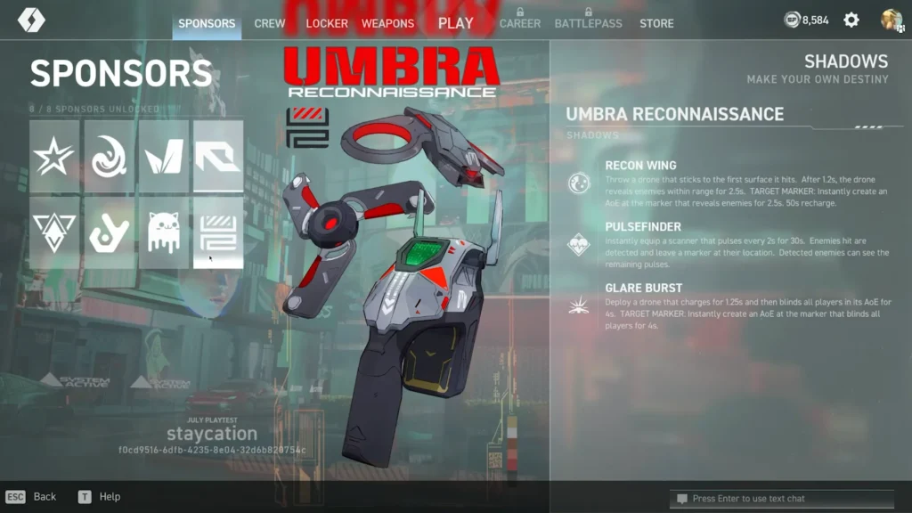 umbra reconnaissance All Abilities